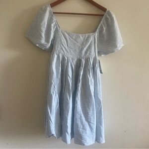 Twik Square Neck Touch of linen Babydoll Gingham dress